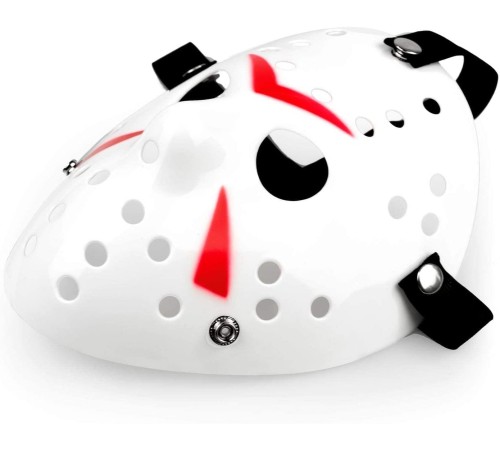 Beyaz Renk Kırmızı Çizgili Tam Yüz Hokey Jason Maskesi Hannibal Maskesi