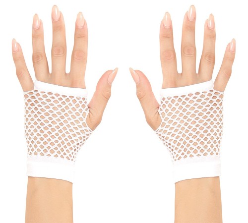 Beyaz Renk Kısa Boy Fileli Örgü Eldiven