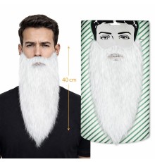 Beyaz Renk Lastikli Uzun Takma Sakal 40 cm