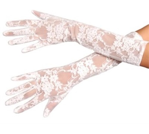 Beyaz Renk Orta Boy Dantelli Eldiven