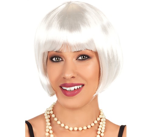Beyaz Renk Parti Peruğu Kısa Küt Saç