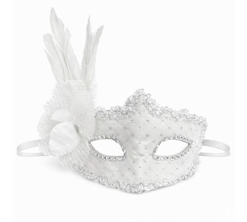 Beyaz Tüylü Venedik Lüks Balo Maskesi