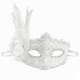 Beyaz Tüylü Venedik Lüks Balo Maskesi