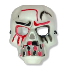 Beyaz Üzeri Rengarenk Korku Dişli Kafatası Maskesi 30x22 cm