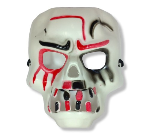 Beyaz Üzeri Rengarenk Korku Dişli Kafatası Maskesi 30x22 cm