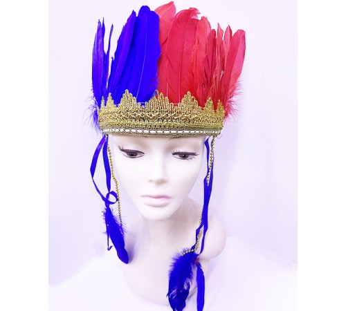 Bordo Mavi Renk Tüylü Kızılderili Başlığı | Taraftar Başlığı