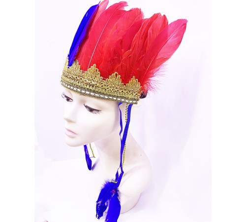 Bordo Mavi Renk Tüylü Kızılderili Başlığı | Taraftar Başlığı