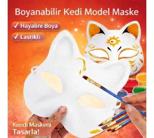 Boyanabilir Kedi Model Maske – Kendi Tasarımını Oluştur