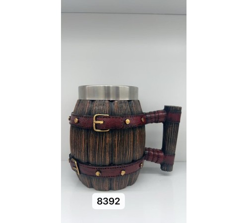 Büyük Boy Kemerli Fıçı Şeklinde Çelik Kupa Kod 8392