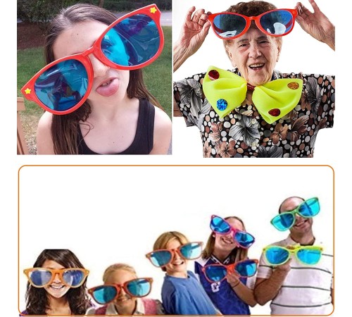 Büyük Parti Gözlüğü Rengarenk 12 Adet 27x9 cm