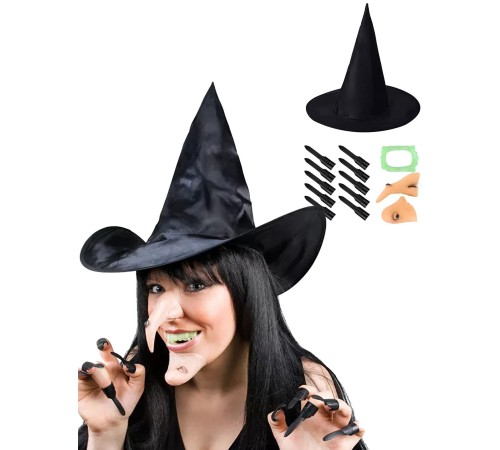 Cadı Şapkası Cadı Tırnakları Cadı Burnu Cadı Çenesi Cadı Diş Seti