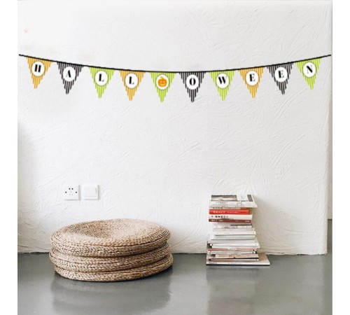 Cadılar Bayramı Kabak Temalı Halloween Yazılı Banner Süs Flama 3 Metre