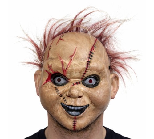 Çaki Korku Bebek Maskesi – Saçlı Plastik Yüz Maskesi