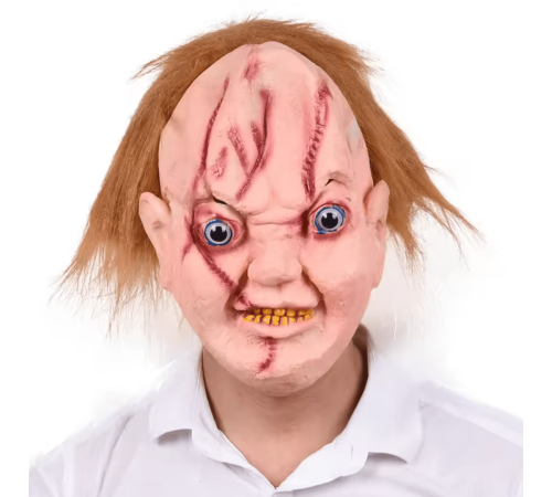 Çaki Maskesi Kahverengi Saçlı Lateks Et Chucky Çaki Maskesi