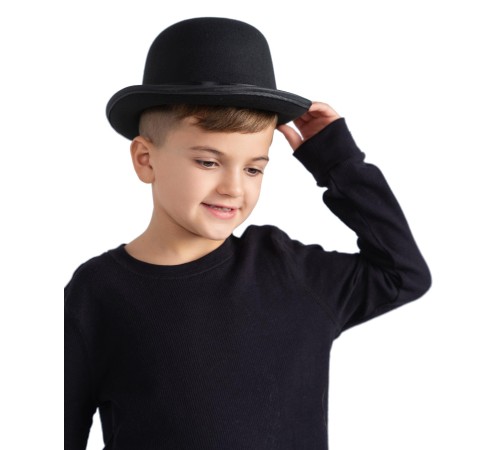 Charlie Chaplin Stil Çocuk Şapkası – Siyah Melon Parti Şapkası