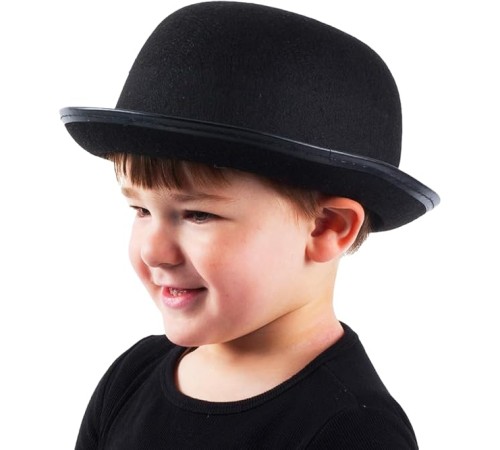Charlie Chaplin Stil Çocuk Şapkası – Siyah Melon Parti Şapkası