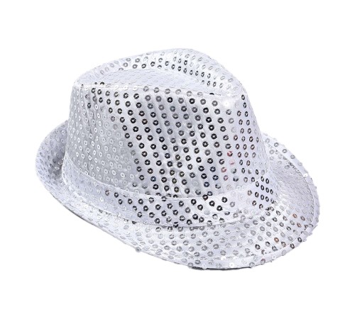 Çocuk Boy Gümüş Payetli Şapka Gösteri Şapkası Michael Jackson Şapkası 54 No