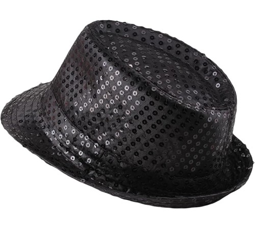 Çocuk Boy Siyah Payetli Şapka Gösteri Şapkası Michael Jackson Şapkası 54 No