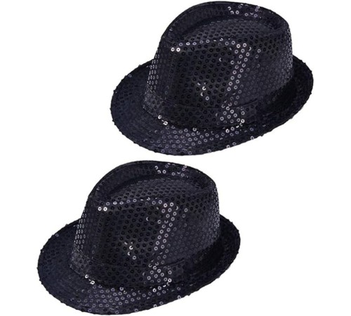 Çocuk Boy Siyah Payetli Şapka Gösteri Şapkası Michael Jackson Şapkası 54 No