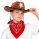 Çocuk Kovboy Şapka Rozetli Kahverengi & Kırmızı Bandana Fular Seti