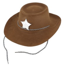 Çocuk Kovboy Şapkası Plastik Üzeri Flok Kaplama Açık Kahverengi