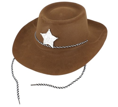 Çocuk Kovboy Şapkası Plastik Üzeri Flok Kaplama Açık Kahverengi
