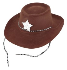 Çocuk Kovboy Şapkası Plastik Üzeri Flok Kaplama Koyu Kahverengi