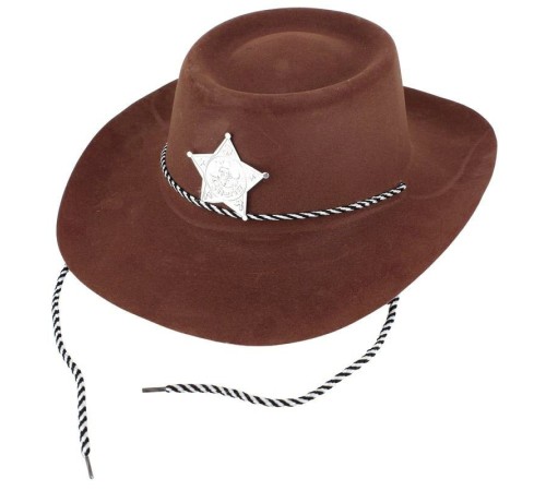 Çocuk Kovboy Şapkası Plastik Üzeri Flok Kaplama Koyu Kahverengi