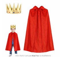 Çocuk Kral Kostüm Seti (Taç + Pelerin)