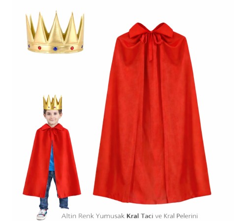 Çocuk Kral Kostüm Seti (Taç + Pelerin)