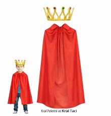 Çocuk Kral Pelerini ve Kral Tacı Kostüm Seti