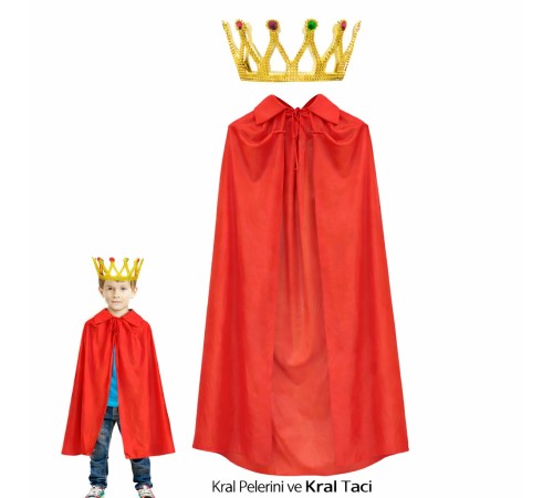 Çocuk Kral Pelerini ve Kral Tacı Kostüm Seti