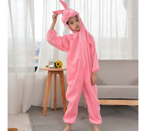 Çocuk Tavşan Kostümü Pembe Renk 6-7 Yaş 120 cm