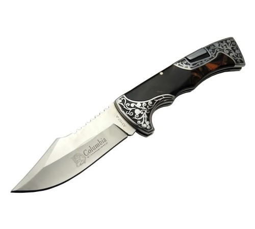 Columbia A3157B Kahverengi Av / Kamp Çakı 23 cm - Sedef İşlemeli Saplı,