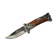 Columbia A3188-2 Geyik Desenli Outdoor Çakı 23 cm - İşlemeli Ahşap Saplı, Perçinli, Deri Kılıflı