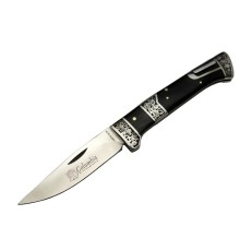 Columbia MB3936B Siyah Av / Kamp Çakısı 20cm- Manuel, İşlemeli, Kemerlikli, Ahşap Sap