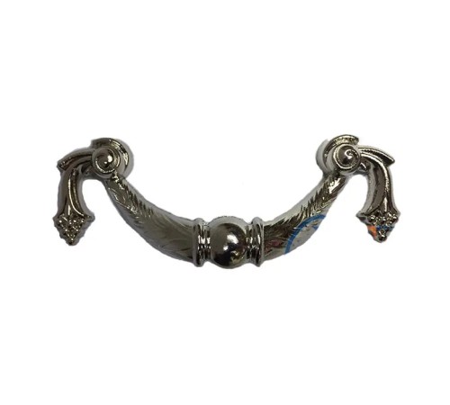 Dekoratif Zamak Üzümlü Kulp - 64mm, Nikel, 1 Adet