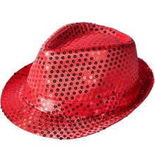 Disko Star Kırmızı Payetli Fötr Şapka Yetişkin Boy