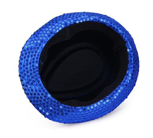 Disko Star Mavi Payetli Fötr Şapka Yetişkin Boy