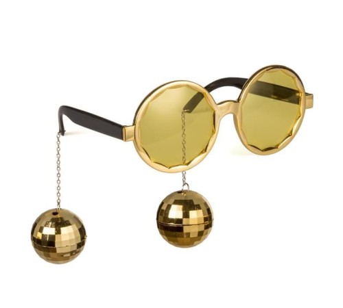 Disko Toplu Küpeli Parti Gözlüğü Altın Renk