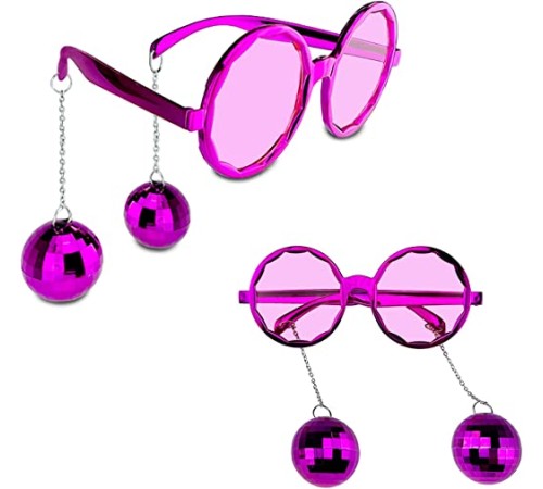 Disko Toplu Küpeli Parti Gözlüğü Pembe Renk
