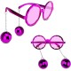 Disko Toplu Küpeli Parti Gözlüğü Pembe Renk