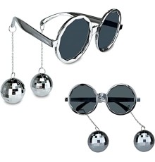 Disko Toplu Küpeli Parti Gözlüğü Gümüş Renk