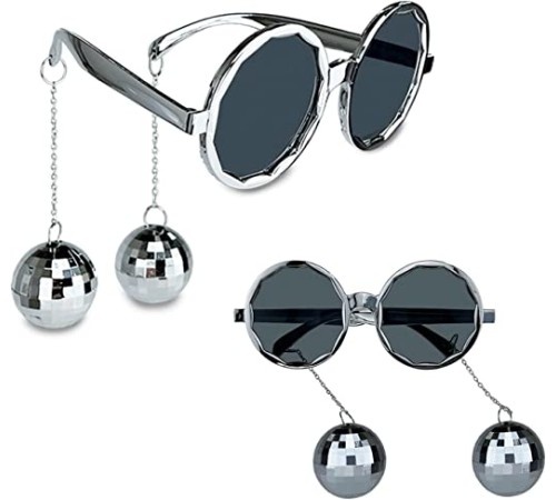 Disko Toplu Küpeli Parti Gözlüğü Gümüş Renk