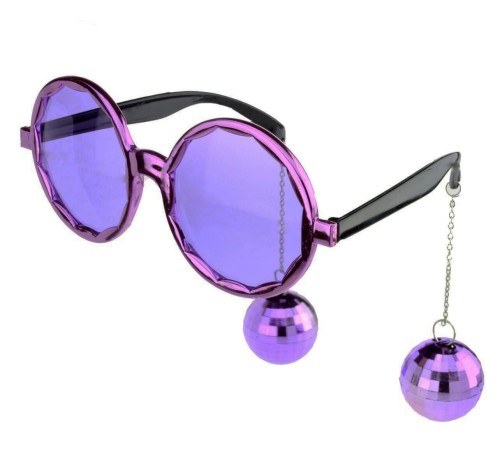 Disko Toplu Küpeli Parti Gözlüğü Mor Renk 15x16 cm