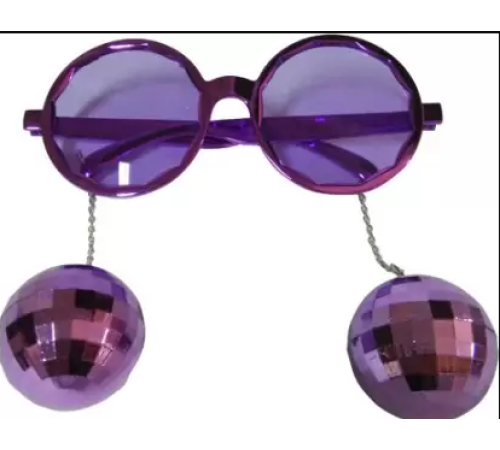 Disko Toplu Küpeli Parti Gözlüğü Mor Renk 15x16 cm