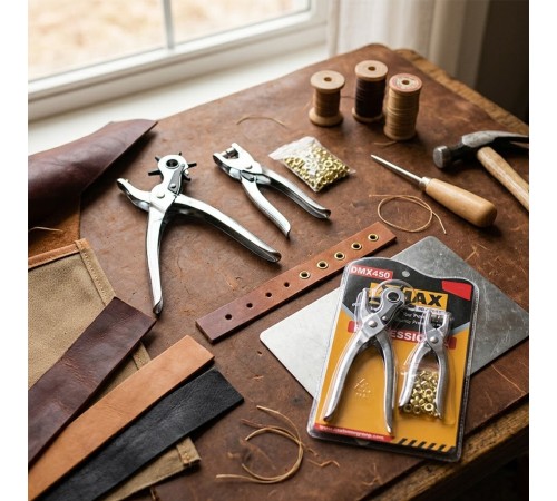 2Lİ SET  6 DİŞLİ METAL KEMER DELME PENSESİ PERÇİN PENSESİ GOLD PERÇİN