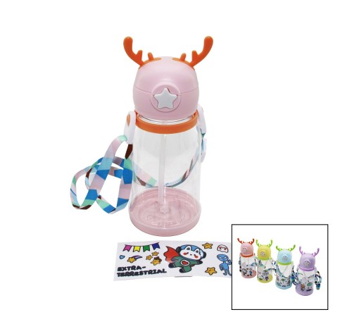 GEYİK MODELİ PİPETLİ ÇOCUK MATARA SULUK ASKI İPLİ STİCKER HEDİYELİ