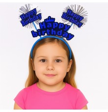 Doğum Günü Kutlaması İçin Mavi Taç – Işıltılı Yazılı Parti Tacı