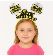 Doğum Günü Kutlaması İçin Sarı Taç – Işıltılı Yazılı Parti Tacı